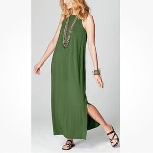 J Jill Women's Dress High Neck Maxi Dress Slub Jersey Knit Stretch Large Petite